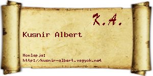 Kusnir Albert névjegykártya