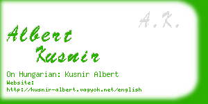 albert kusnir business card